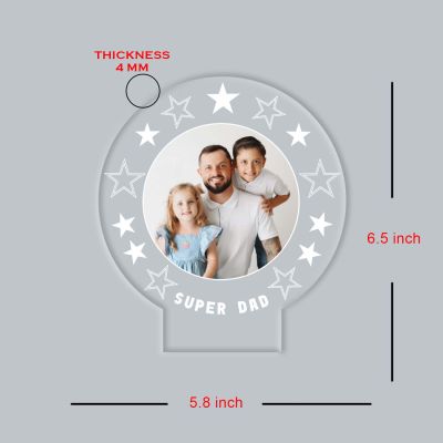 Personalized Super Dad UV Print Photo Multicolor LED Lamp Fathers Day Gift Light